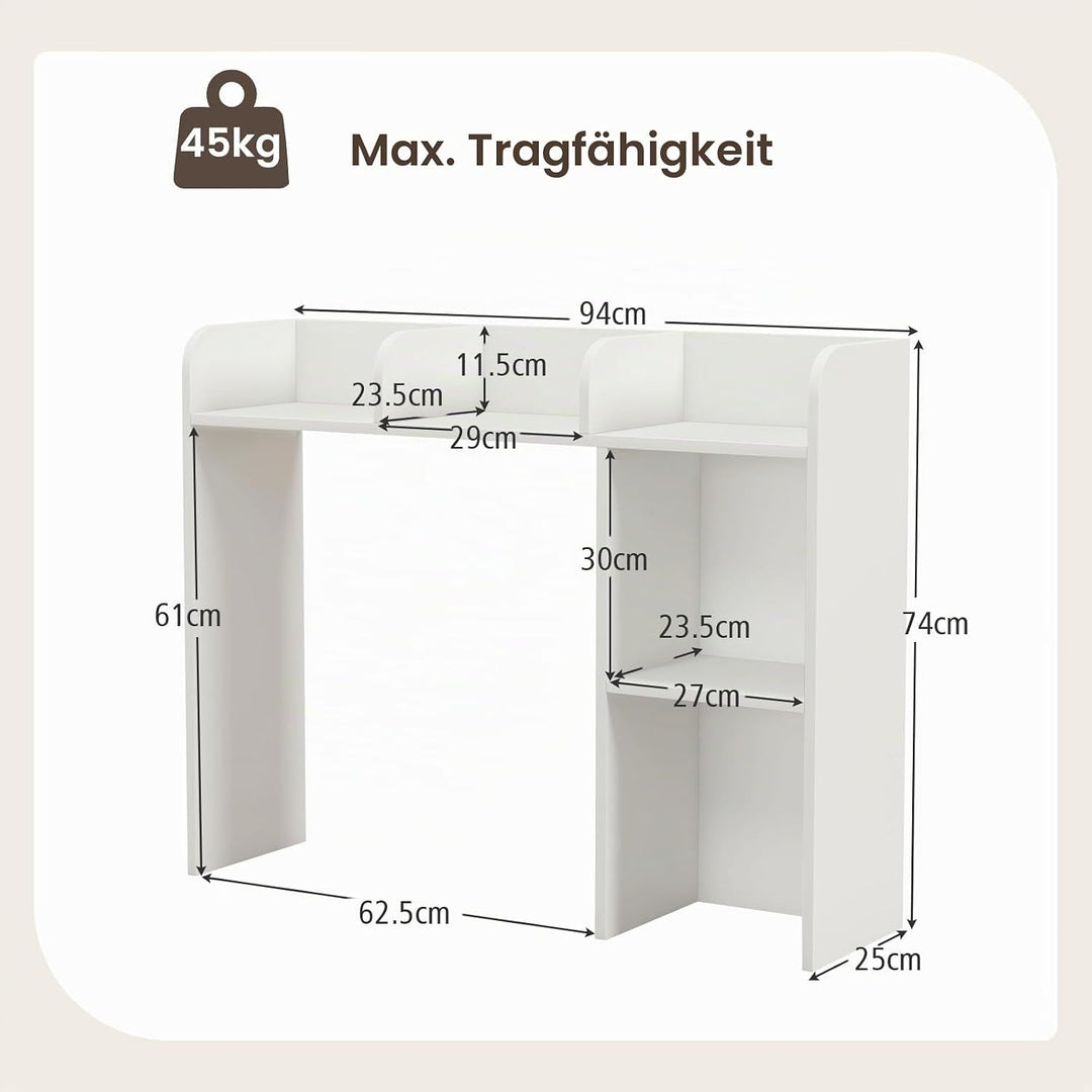GIANTEX Schreibtisch Regal, Tischregal Kleines Regal mit 3 Ablagen &amp; 2 offenen Fächern, Schreibtisch
