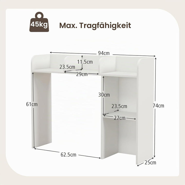 GIANTEX Schreibtisch Regal, Tischregal Kleines Regal mit 3 Ablagen &amp; 2 offenen Fächern, Schreibtisch