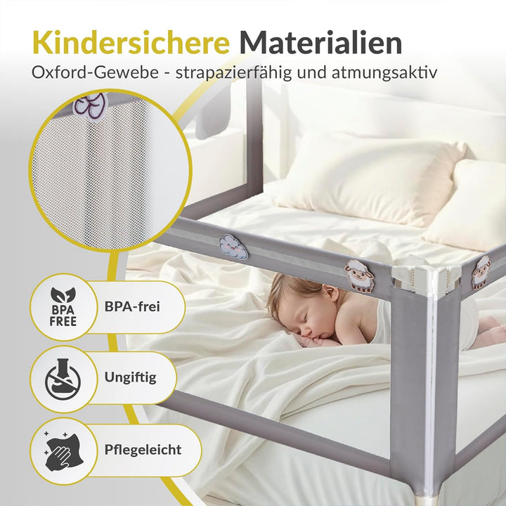 Rausfallschutz | Bettrausfallschutz für Kinder & Babys | Faltbares Bettschutzgitter für Kinderbetten