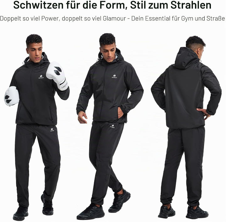 HOTSUIT Schwitzanzug herren Herren-Sauna-Trainingsanzug,Sauna-Reissverschluss, Fitness schwitzjacke