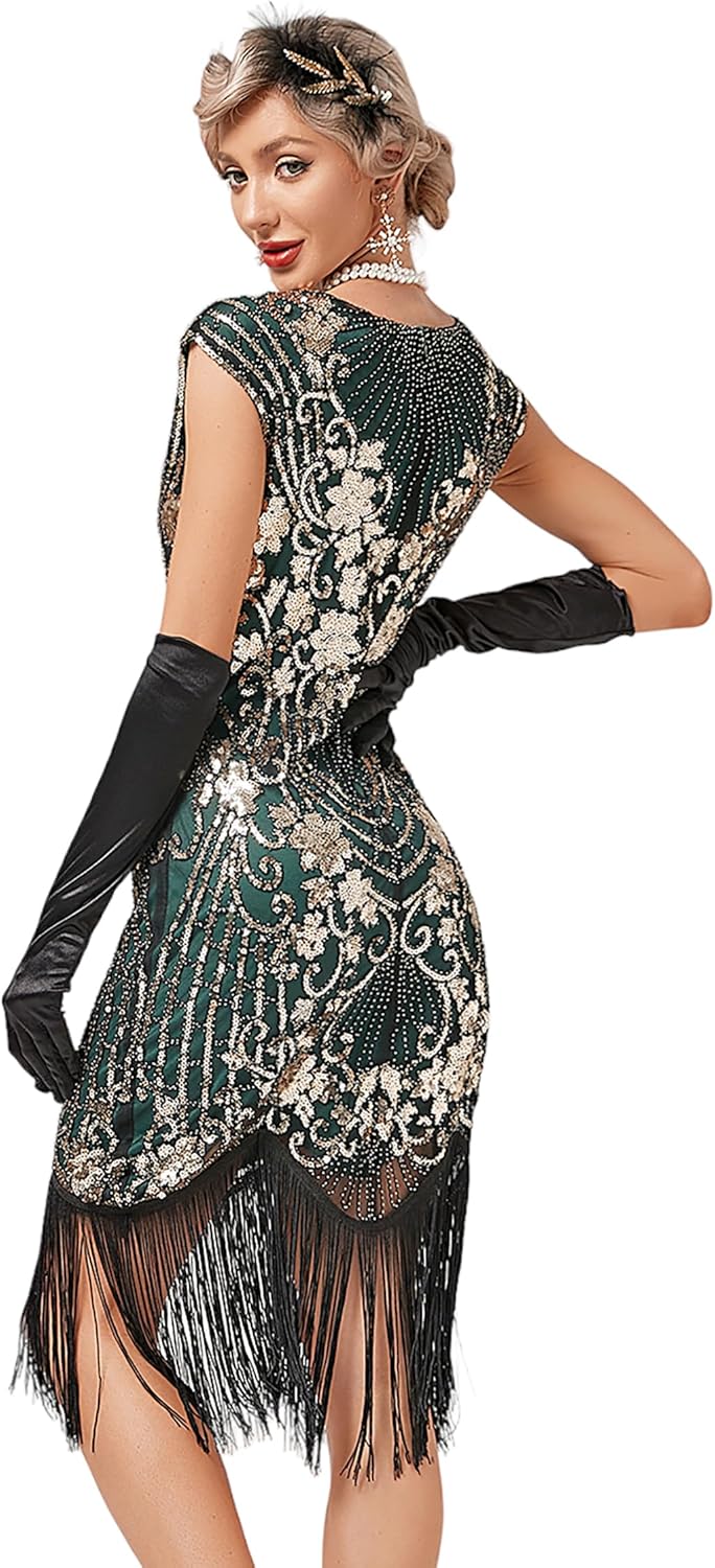 1920s Kleid Damen Flapper Charleston Kleid Gatsby Pailletten Cocktail Abschlussballkleid Party Kostü