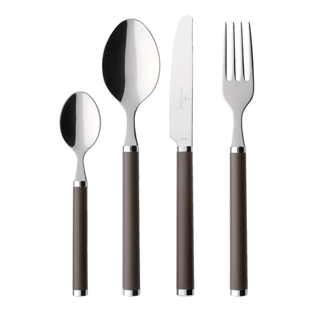 Villeroy und Boch Play Chocolate Brown Tafelbesteck, für bis zu 6 Personen, 24-teilig, Edelstahl, Gr