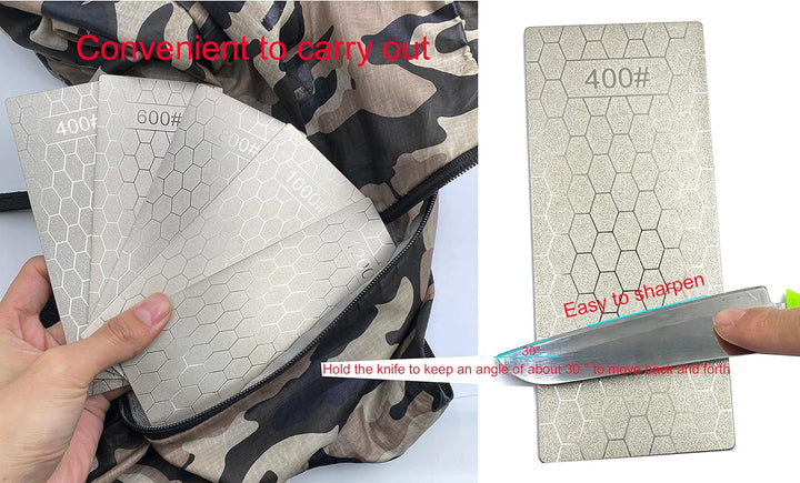 Yuejizhe 6Pcs Diamant Steinschärfer,200/400/600/800/1000/1200 Schärfstein mit extra feiner/grober Pl