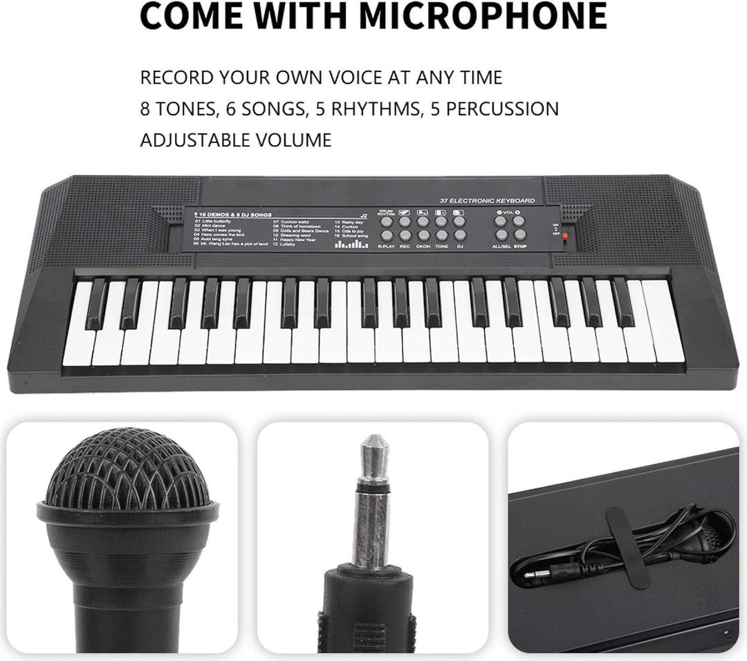 E-Piano, wiederaufladbare 37-Tasten-Klaviertastatur, Mikrofonaufnahmefunktion, Musikinstrumentenspie