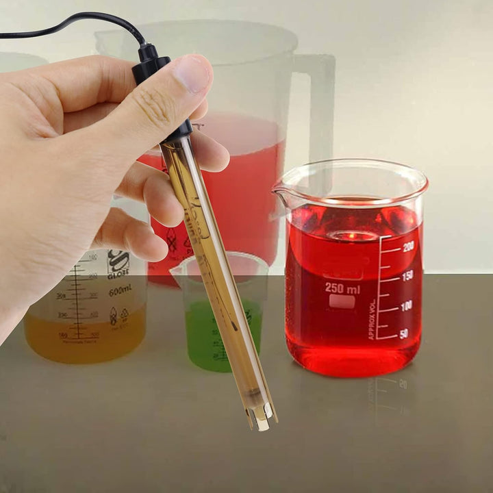 Ersatz pH-Elektrode mit Kalibrierpulver, 0-14 pH, sehr präzise, Sonde mit BNC-Anschluss & 200 cm Kab