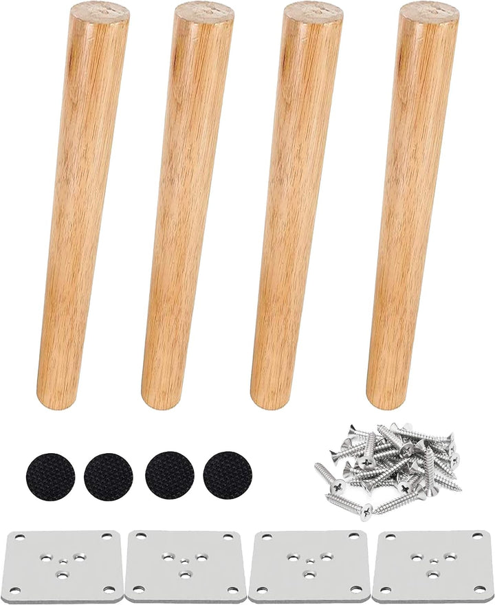 Drenky 4 Stück 25cm Möbelfüsse Holz Rund Möbelfüsse Holz Schräg Dunkel Tischbeine Holz Schrankbeine