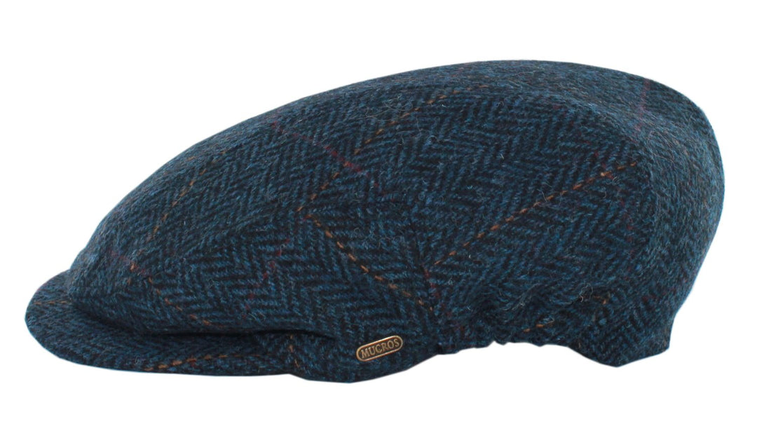 Mucros Weavers Kerry Kappe Irischer Tweed Schiebermütze für Herren M Col 34 (Blue Herringbone, M Col