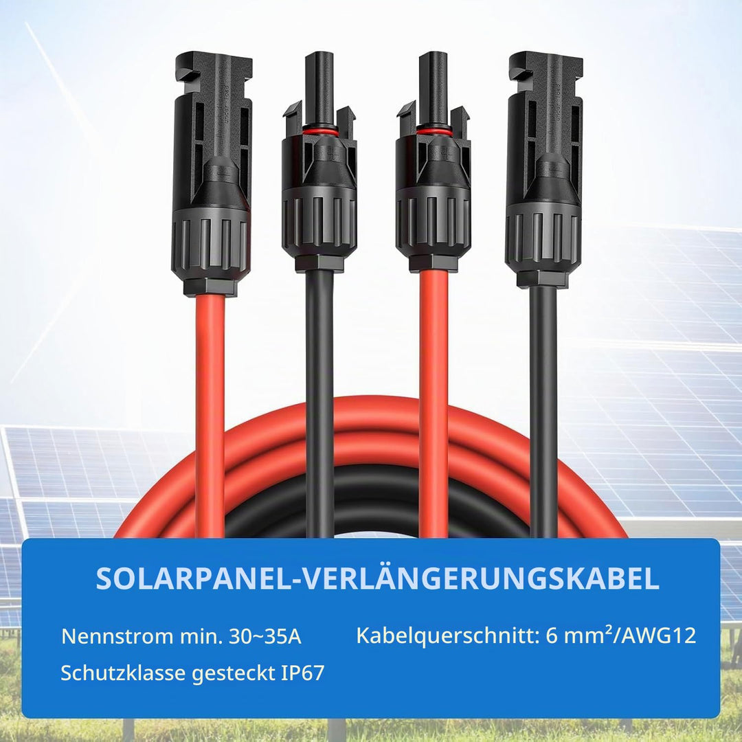 Verlängerung 6MM²5M, Solarkabel 6mm2 Solarstecker Solarkable Verlängerungskabel,pv Kabel 6mm2,IP67 P