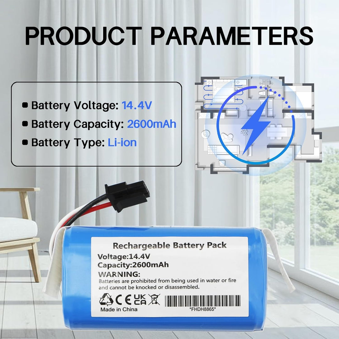K KYUER 14.4V 2600mah Ersatz Saugroboter Akku für AIRROBO P30 Robot Vacuum Cleaner Battery H18650CH-