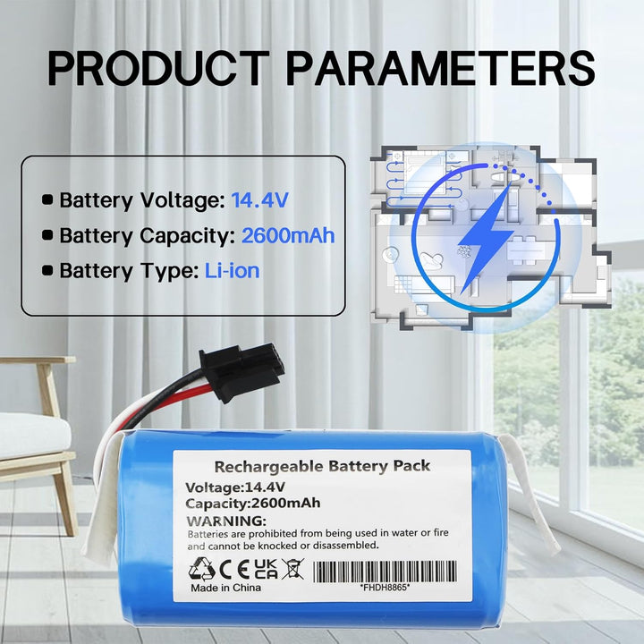K KYUER 14.4V 2600mah Ersatz Saugroboter Akku für AIRROBO P30 Robot Vacuum Cleaner Battery H18650CH-