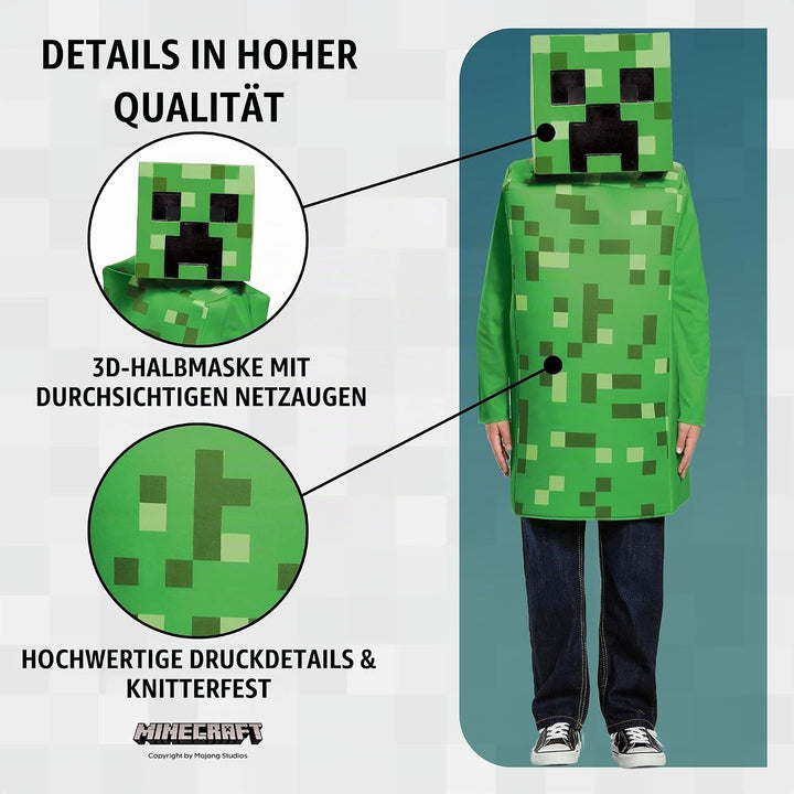 Minecraft Disguise Offizielles Kostüm Kinder Jungen Classic Creeper Kostüm Karneval Kostüm Faschings