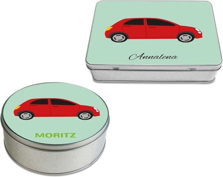 STEMPEL-FABRIK Geschenkdose Rund mit Aufdruck - Motiv Auto - Personalisiertes Geschenk - Keksdose Gr