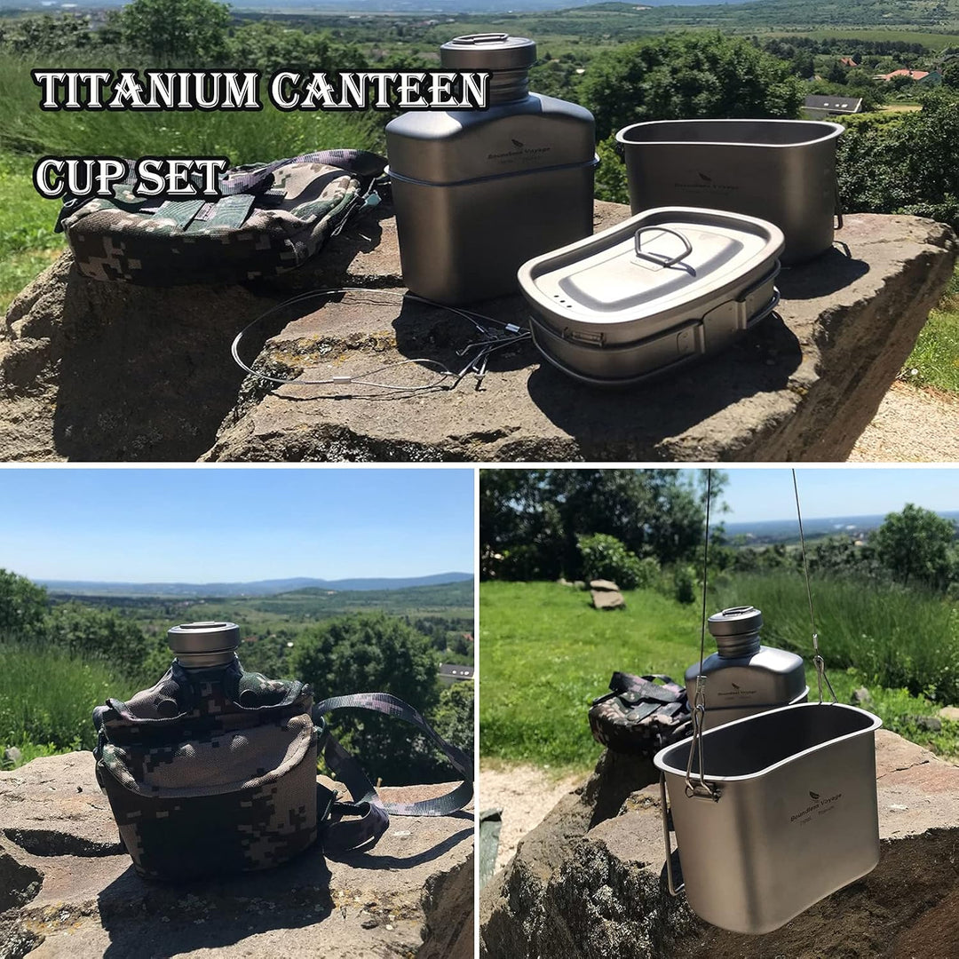 iBasingo Titan Feldflasche Camping Kochgeschirr Becher Militär Wasserflasche Outdoor Kantine Tassen