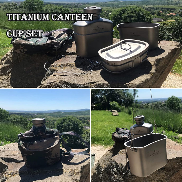 iBasingo Titan Feldflasche Camping Kochgeschirr Becher Militär Wasserflasche Outdoor Kantine Tassen