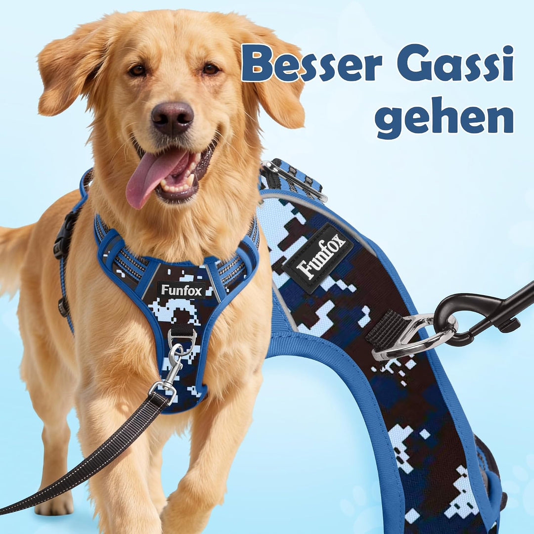 Funfox Hundegeschirr Mittelgrosse Hunde, Anti Zug Brustgeschirr Verstellbares Geschirr Hund mit Grif