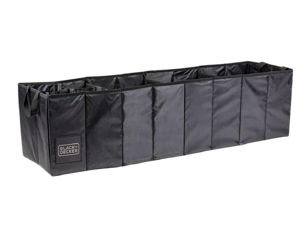 BLACK+DECKER Kofferraum Aufbewahrungsbox – 110 x 30 x 30 cm – 5 Fächer – Faltbar – mit Griffen – Sch