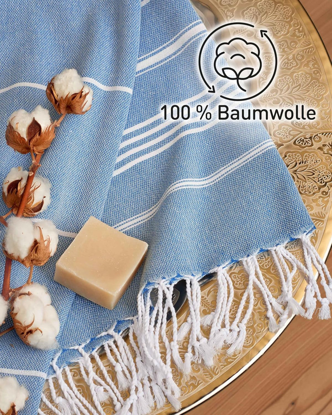Fit-Flip Hamamtuch aus 100% Baumwolle – saugfähig und schnelltrocknend – türkisches Saunatuch, Stran