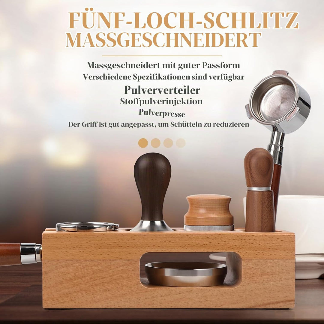 efuturetime Tamper Station 58mm Tamperstation Holz Coffee Abklopfbehälter Wooden, Andrückstation für