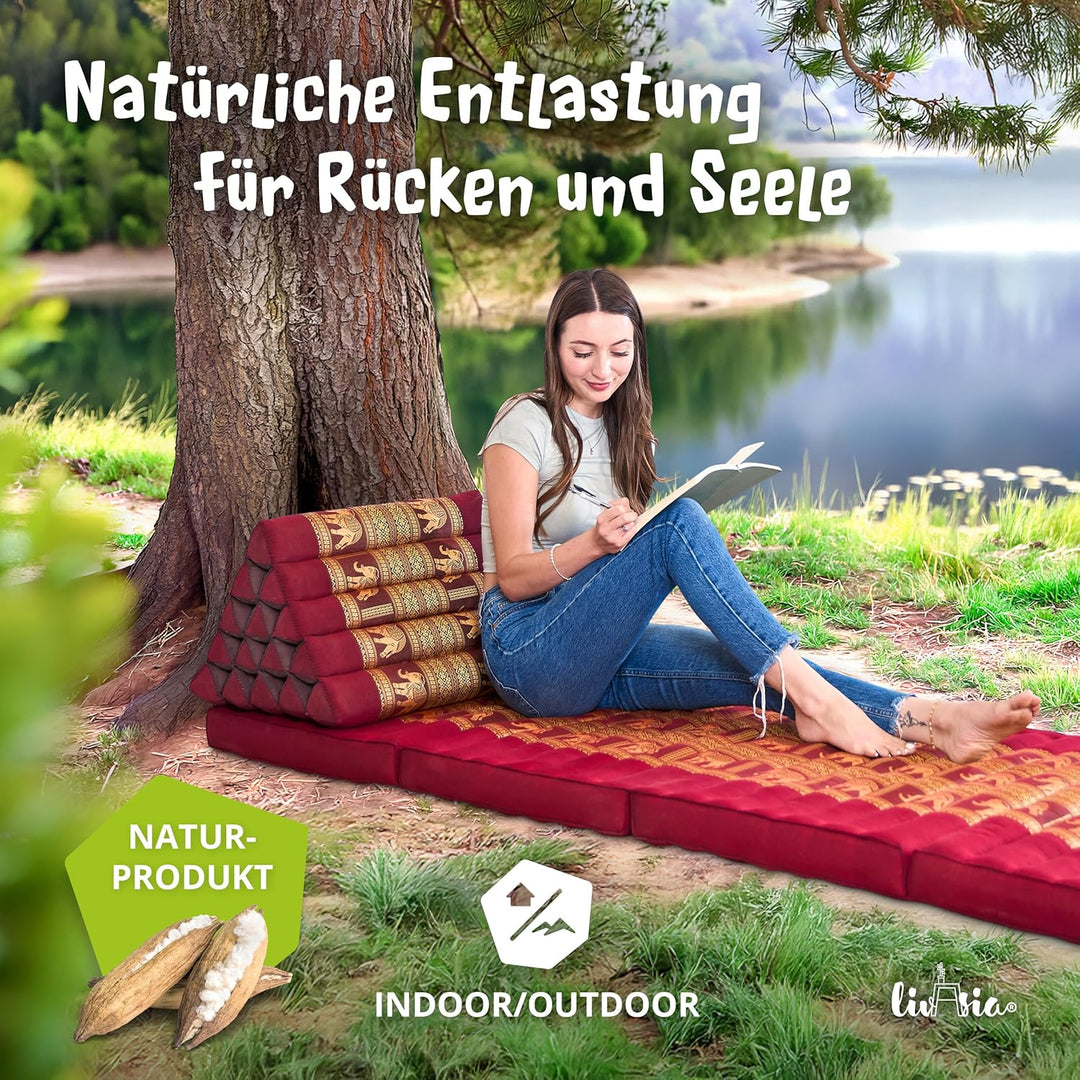 livasia Rückenstützkissen extrahoch mit Thaiseide - 38x55x35cm - Dreieckskissen für Garten/Balkon, K