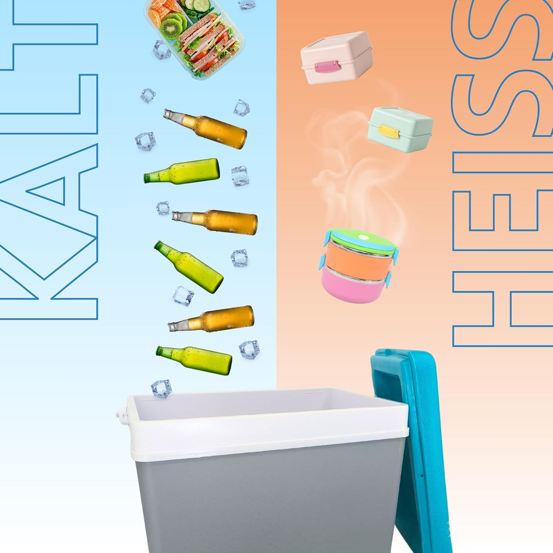 Kühlbox Passiv 35L – Tragbare Isolierbox ohne Strom, Campingbox für Auto, Picknick & Strand – Kompak