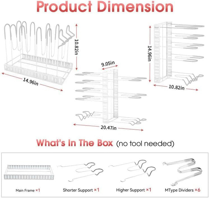 G-TING Topfständer, 8 Ebenen, Töpfe und Pfannen-Organizer zum Ordnen und Aufbewahren in der Küche, v