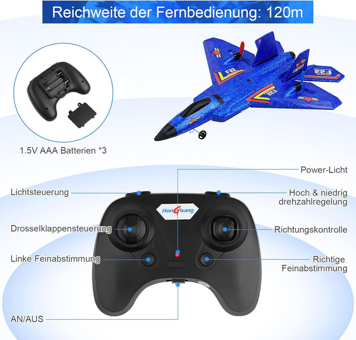 Henakmsl RC Flugzeug 3CH Ferngesteuerter Kämpfer 2.4GHz RC Flugzeug RTF für Anfänger, Kinder und Erw