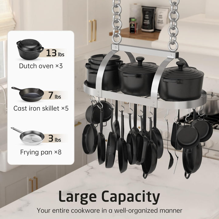 KES 85x39cm Chrom Topfhalter Pfannenhalter Hängeregal Küche Topfregal Deckenregal Hängend Küchenrega