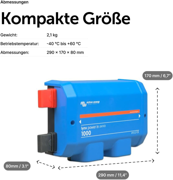 Victron Energy Lynx Power In M10 – DC-Eingangsmodul mit M10-Anschlüssen, 1000A Kapazität, für modula