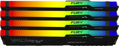 Kingston Fury Beast Schwarz RGB XMP DDR5 64GB 5200MT/s CL40 DIMM Desktop Speicher (Kit mit 4) - KF55