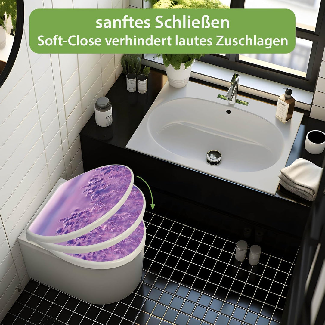 banjado Toilettendeckel mit Absenkautomatik 44,5x37cm - Soft Close Toilettensitz - WC Sitz mit Absen