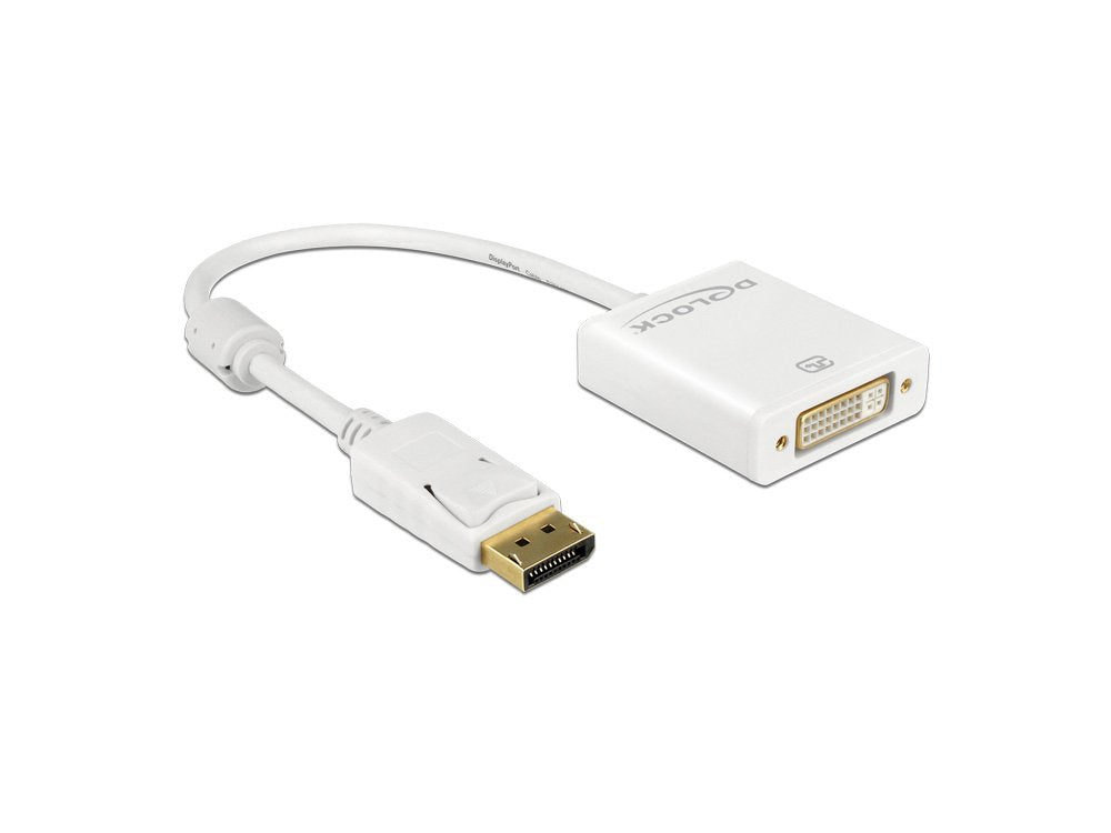 Delock Adapter Displayport 1.2 Stecker > DVI Buchse 4K Aktiv weiss