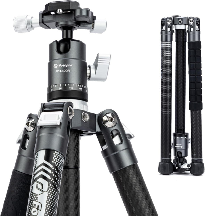 Fotopro X-Aircross 3 Reisestativ Kohlefaser 154cm mit Einbeinstativ 360 Panorama Kugelkopf Stabil 0.