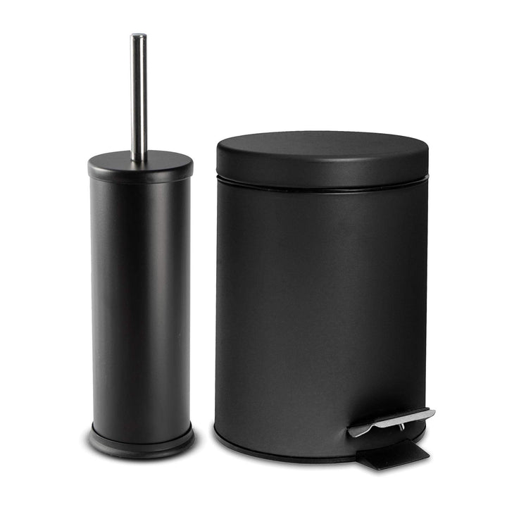 Harbour Housewares Treteimer &amp; WC-Bürsten Set 3 L Edelstahl Mattschwarz