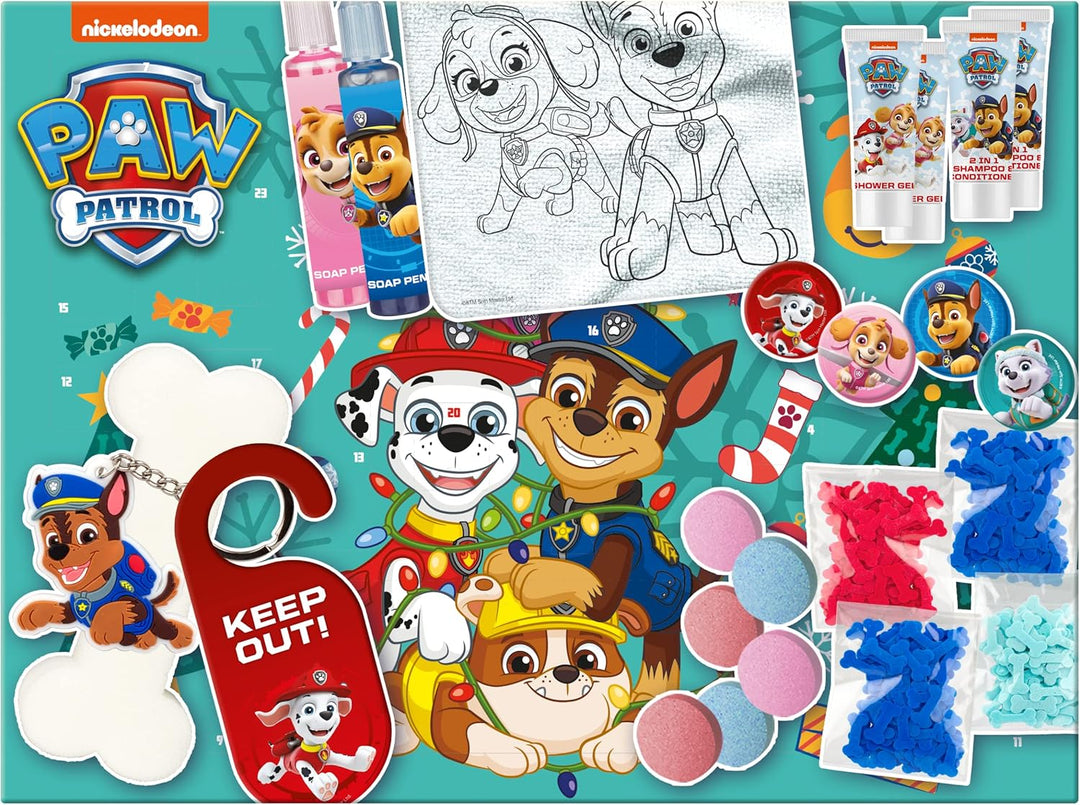 PAW PATROL ''Holiday Heroes'' Badespass Adventskalender-exklusives Lizenzprodukt, Badeprodukte & Acc