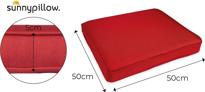 sunnypillow 4er Set Stuhlkissen wasserdicht UV-lichtecht 50 x 50 x 5cm | Polsterauflage Auflage für
