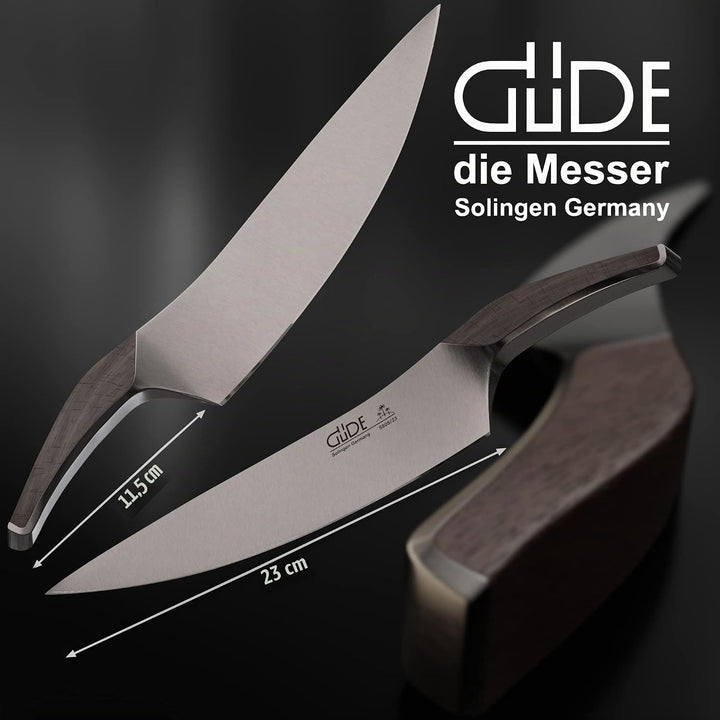 GÜDE Solingen - Kochmesser geschmiedet, 23 cm, Räuchereiche, SYNCHROS, Küchenmesser, Handmade German