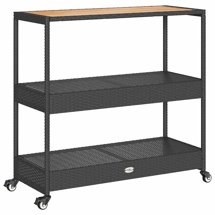 vidaXL Barwagen 3 Böden, Servierwagen mit Rollen Stahlgestell, Rollwagen für Küche Garten Esszimmer,