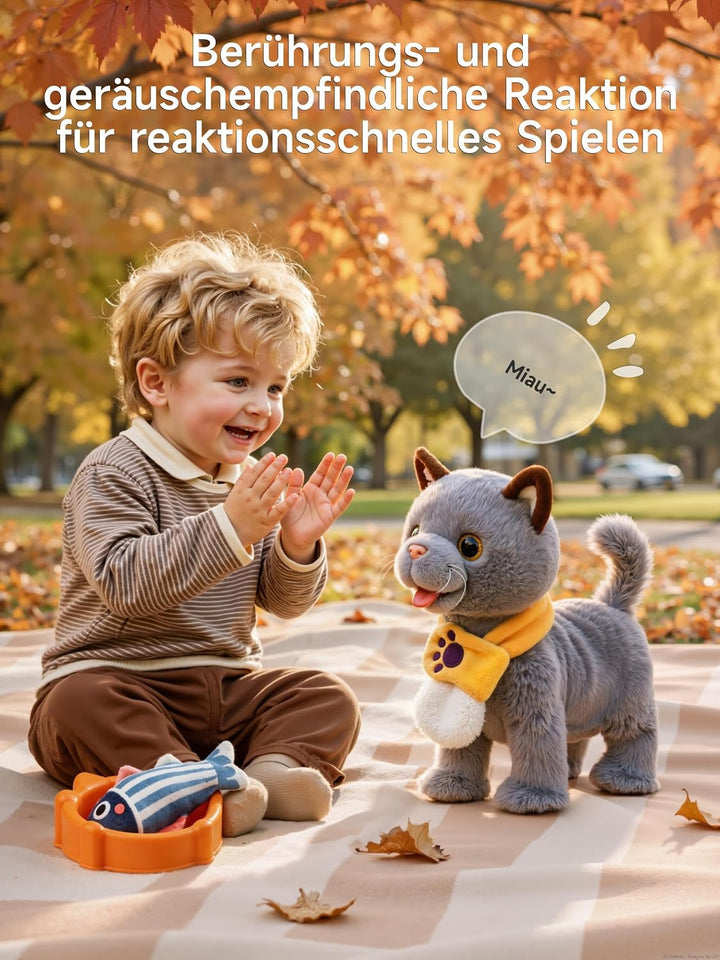 TUMAMA KIDS Interaktives Katze Spielzeug für Kinder Mit 6 Musik, Kuscheltier Kittens Mit Fernbedienu