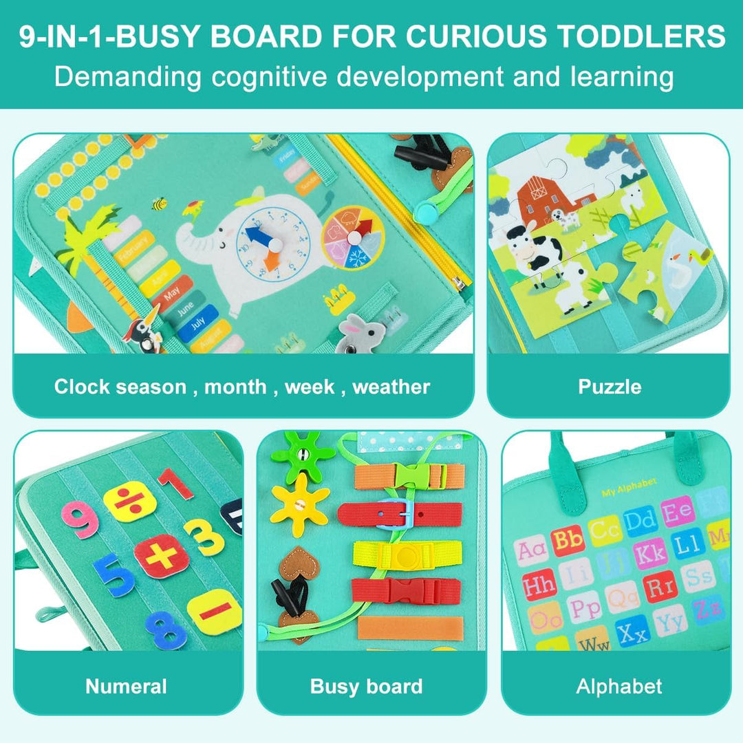 Montessori Busy Board Kleinkinder Motorikspielzeug,4 Schichten Activity Board ab 2 Jahre, Mädchen Ju