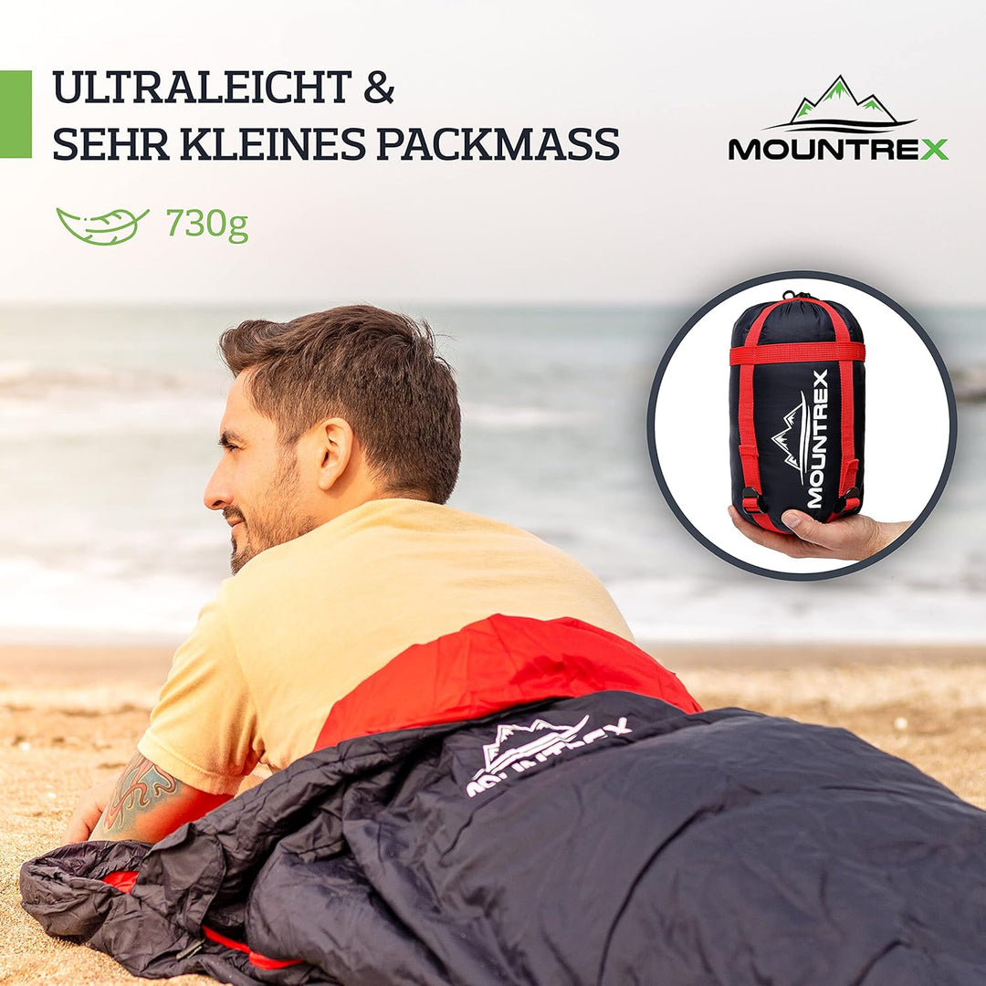 MOUNTREX® Schlafsack - Kleines Packmass & Ultraleicht (700g) Sommer Deckenschlafsack - Outdoor Somme