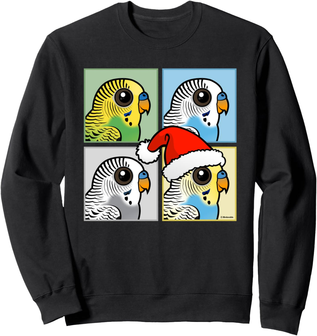 Cute Cartoon Christmas Budgies Wellensittich Weihnachtsmann Sweatshirt