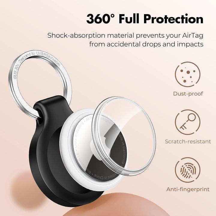 UNBREAKcable Schutzhülle für AirTag (1. & 2. Generation), 360° TPU Vollschutz Schlüsselanhänger mit