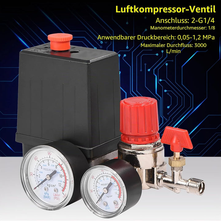 Luftkompressor, Druckschalter, Druckschalter, Luftkompressor mit Reglern Manometer (Manometer aus Ku