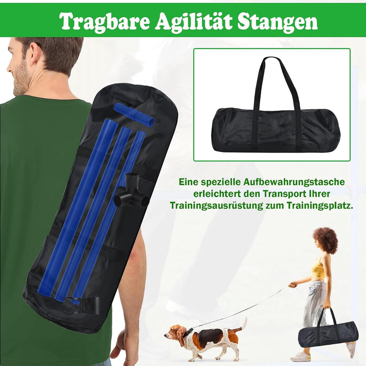 SUBTLETY 4 Stück Hürdenset Einstellbar Slalomstangen mit Tragtasche, Kunststoff Agility Ausrüstung f