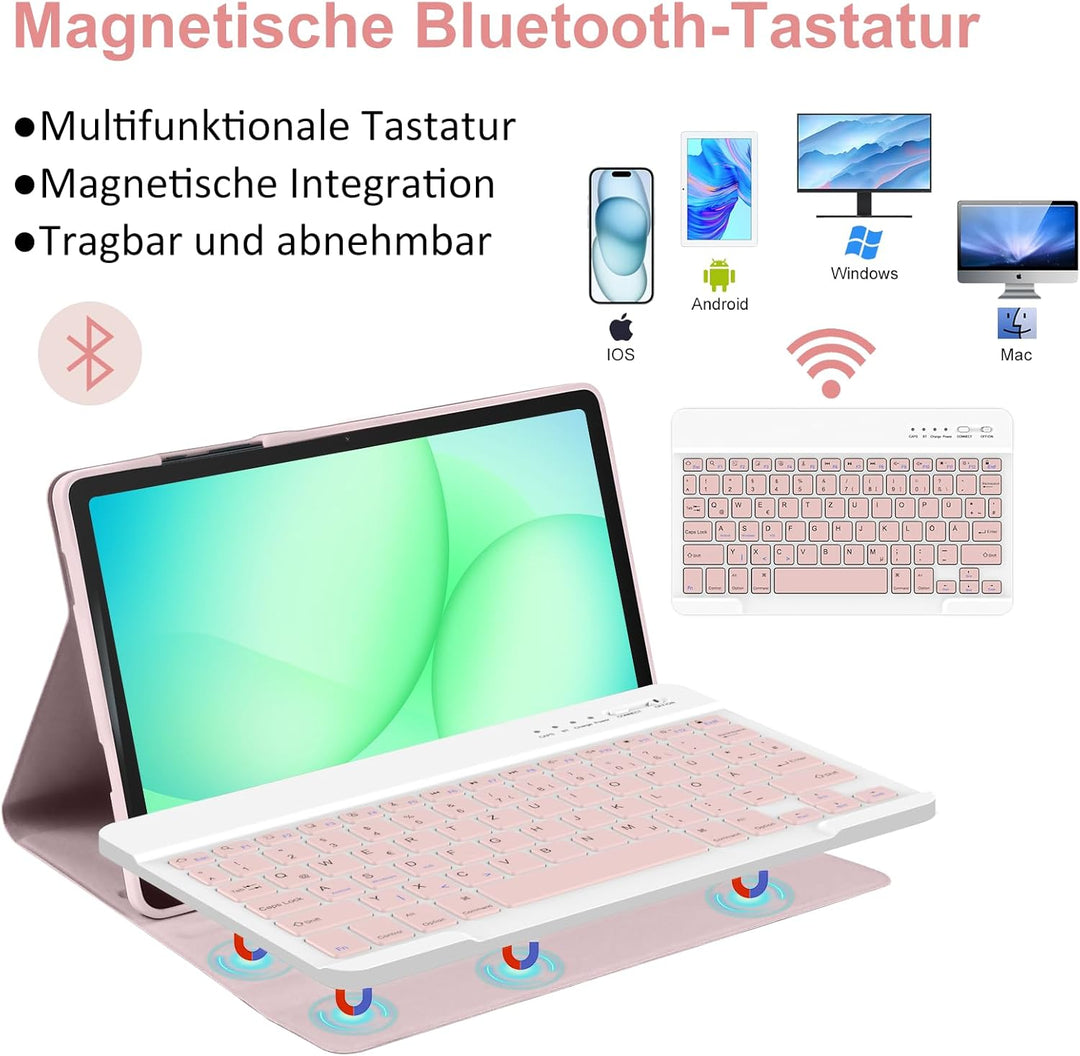 HOTLIFE Tastatur Hülle für Samsung Galaxy Tab А11+/А9+ 11 Zoll 2023/2025, Schutzhülle mit Automatisc