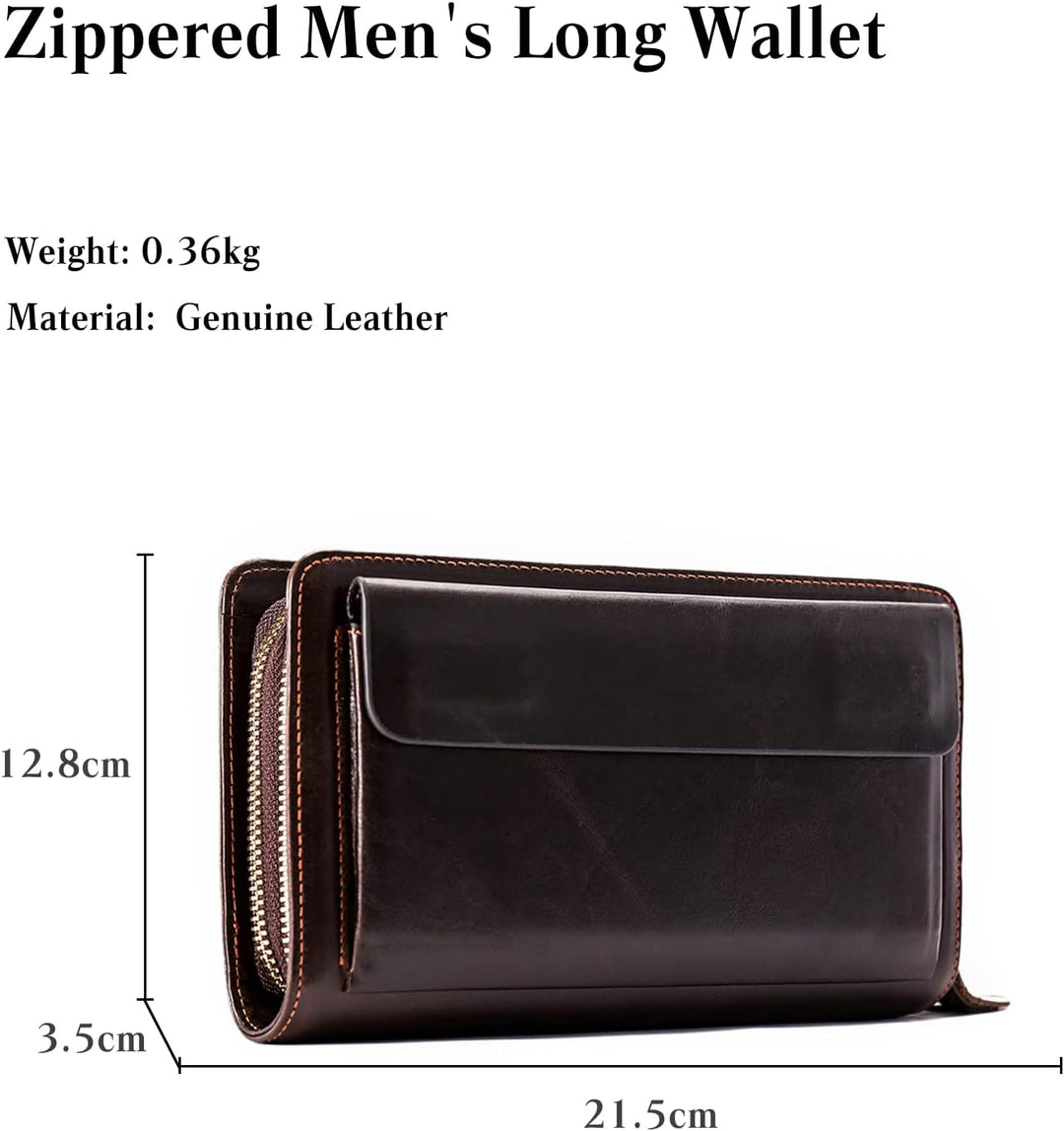 PORRASSO Herren Geldbörse Leder Clutch Tasche Kreditkartenetui Brieftasche Handytasche Portemonnaie