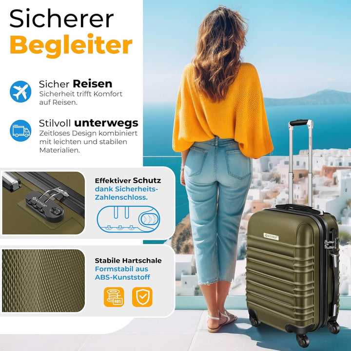KESSER® Reisekoffer 84L Mittlerer Hartschalen Koffer Inkl. Kofferwaage + Gepäckanhänger | Trolley Ge