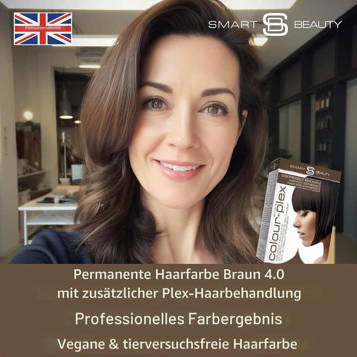Dunkles Espressobraunes permanentes Haarfärbemittel mit Anti-Haarbruch Plex Haarpflege, 100% Grauabd