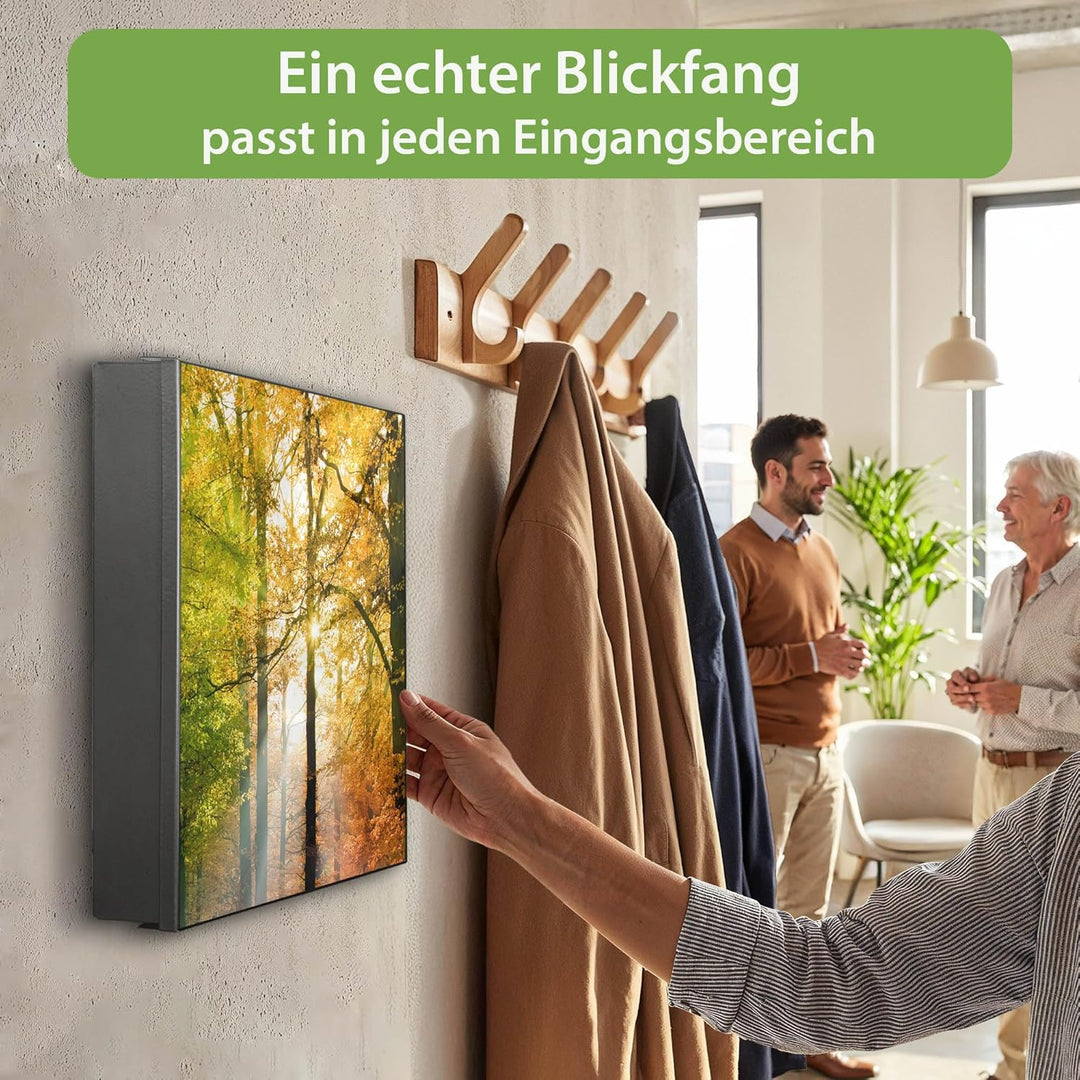 banjado Grosser Schlüsselkasten Metall - Schlüsselbox 30x30cm mit 32 Haken - Schlüsselkasten modern