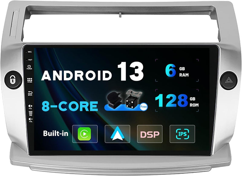 SXAUTO - 6G+128G - Android 12 IPS Autoradio für Citroen C4/C-Quatre/C-Triomphe (2004-2012) - Eingeba